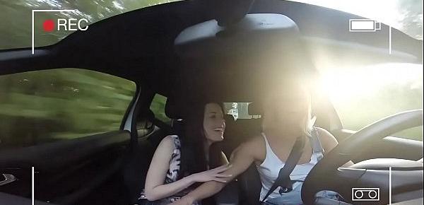 Teen lesbo licked on car